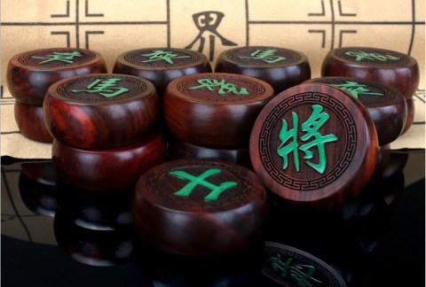 中国象棋红酸枝草花梨高档套装盒实木木料木雕工艺品摆件