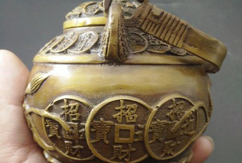 仿古铜器纯铜金钱水壶摆件酒壶茶壶装饰工艺礼品古玩收藏品