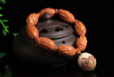 原创天然橄榄核橄榄胡精雕一心向佛佛珠单圈手串
