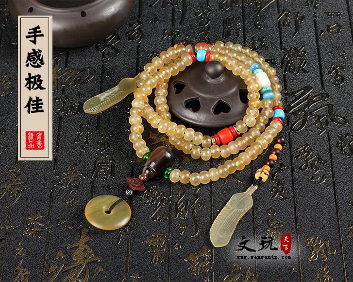 正宗天然西藏羊角佛珠手链108颗 DIY原创设计羊角手串毛衣链-2