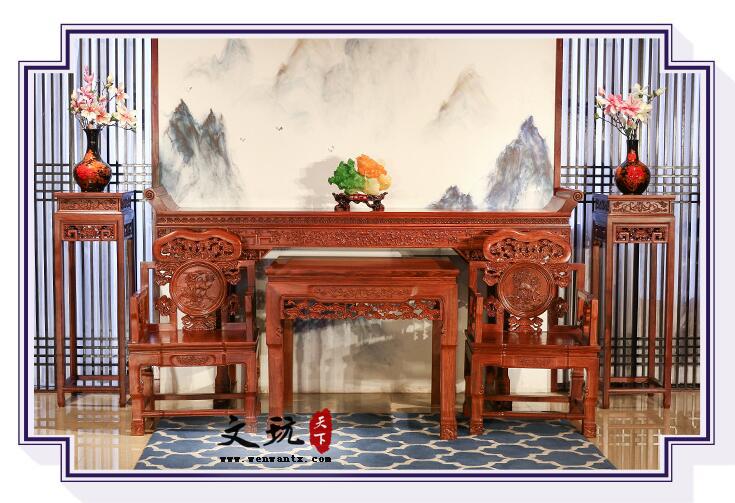 红木家具刺猬紫檀红木中堂条案中式供台八仙桌-1