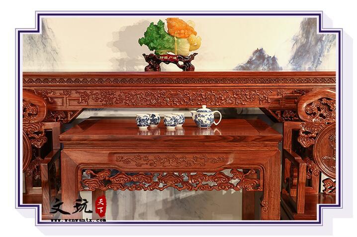 红木家具刺猬紫檀红木中堂条案中式供台八仙桌-2