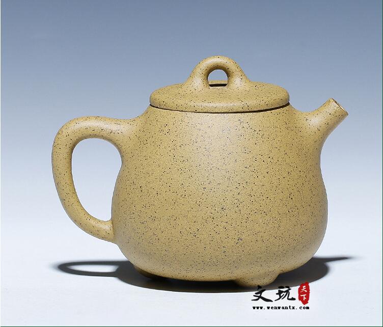 宜兴原矿正品全手工紫砂茶壶茶具芝麻段泥高石瓢壶-3