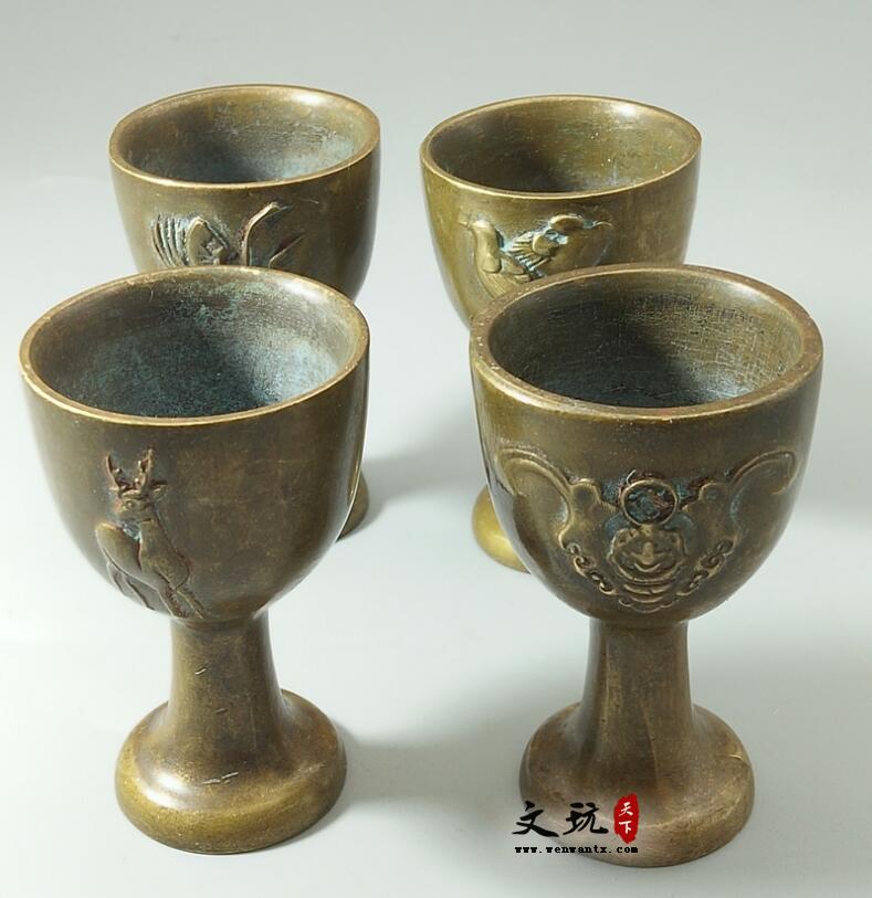 古玩收藏古董纯铜小酒杯（套装）-2