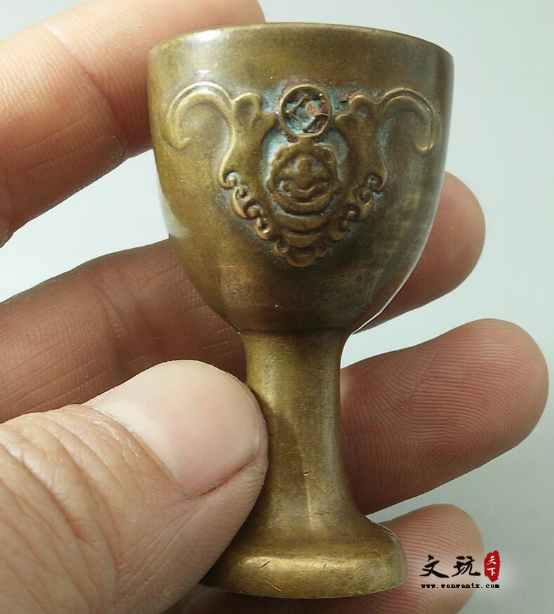 古玩收藏古董纯铜小酒杯（套装）-3