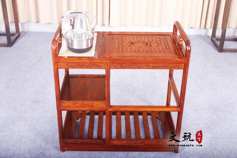全实木茶桌椅组合简约中式古典家具茶水柜 带轮子-1