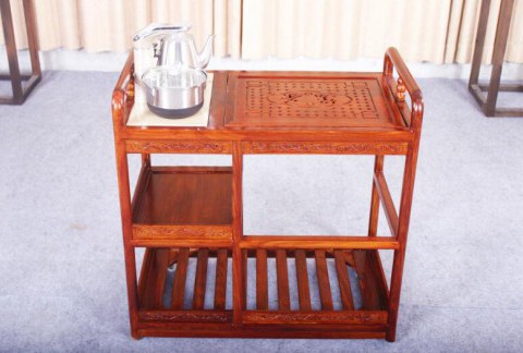 全实木茶桌椅组合简约中式古典家具茶水柜 带轮子