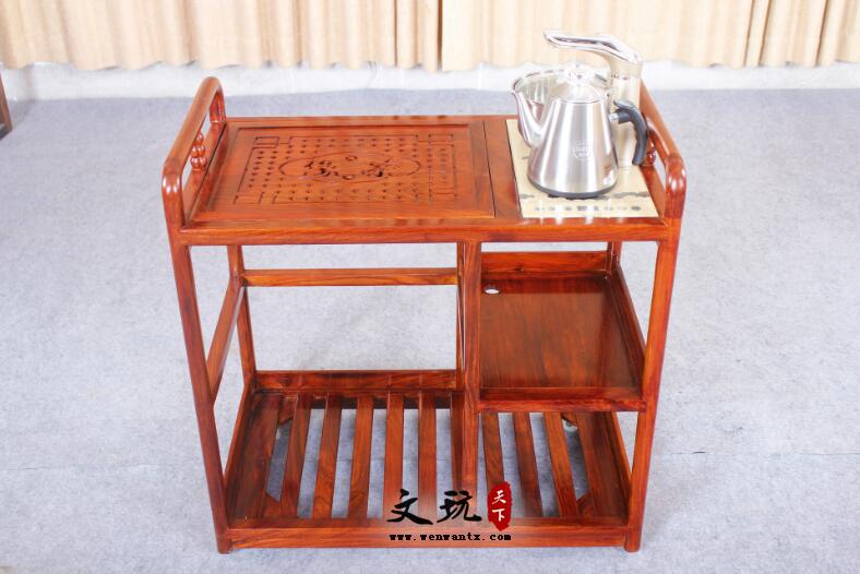 全实木茶桌椅组合简约中式古典家具茶水柜 带轮子-4