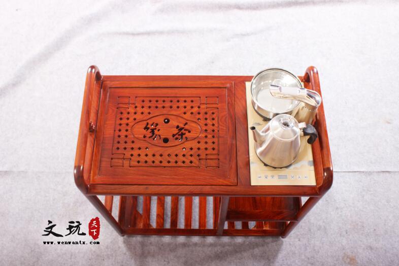 全实木茶桌椅组合简约中式古典家具茶水柜 带轮子-6