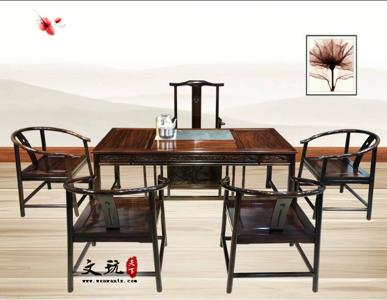 全实木茶桌椅组合简约中式古典家具茶台东非酸枝材质-1
