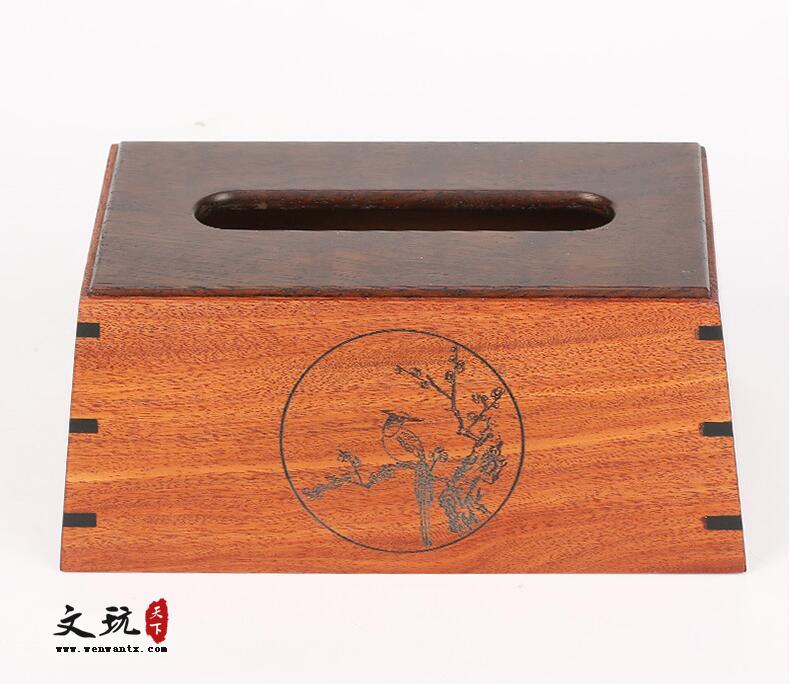 汉风纸巾盒创意文具中国风 木质家用茶几抽纸盒-2