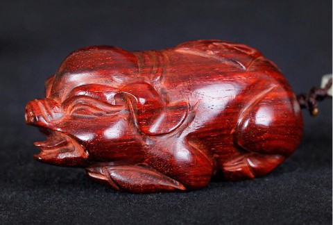 印度小叶紫檀手把件 招财猪挂件 做工好 雕刻精致