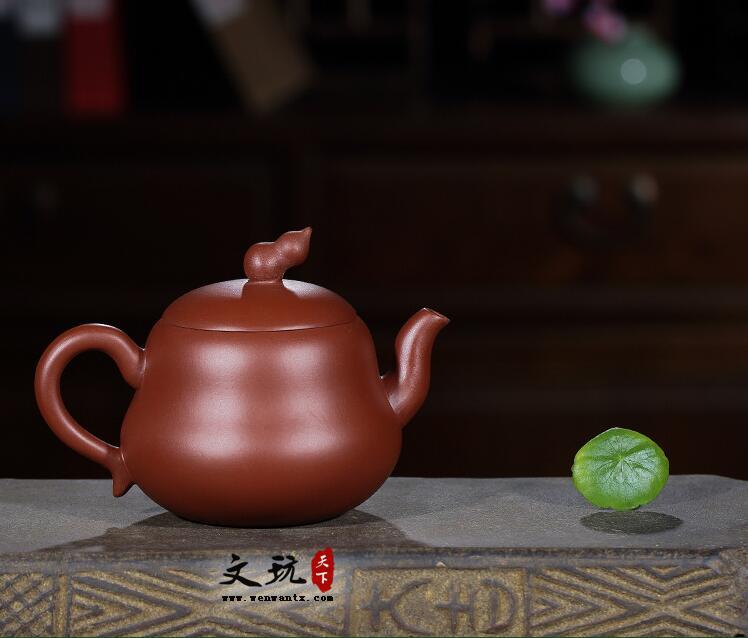 宜兴原矿大红袍葫芦壶正品全手工茶壶-2