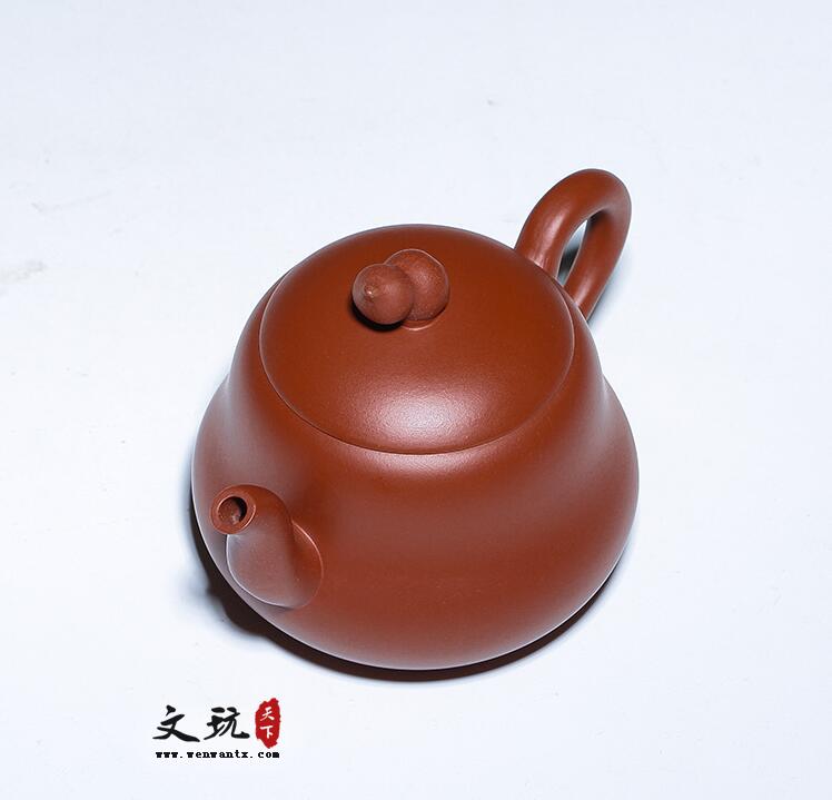 宜兴原矿大红袍葫芦壶正品全手工茶壶-3