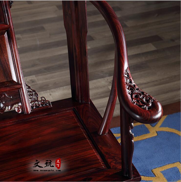 印尼黑酸枝红木皇宫椅三件套客厅中式明清圈椅阔叶黄檀红木家具-5