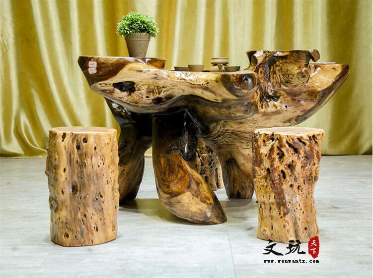 鸡翅木茶桌茶海树根树头创意雕刻根雕茶几茶台原木实木-1