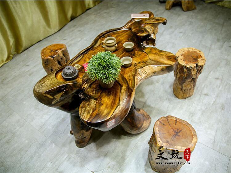 鸡翅木茶桌茶海树根树头创意雕刻根雕茶几茶台原木实木-5
