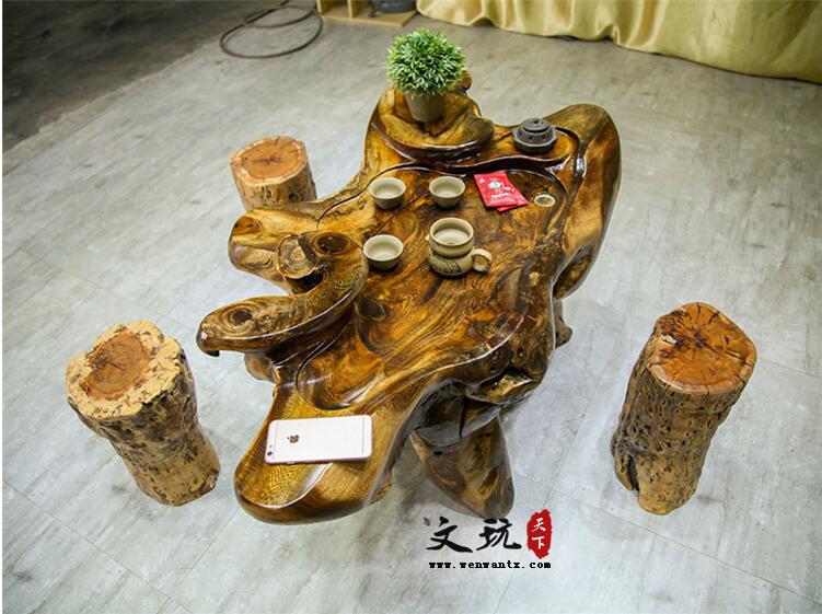 鸡翅木茶桌茶海树根树头创意雕刻根雕茶几茶台原木实木-4