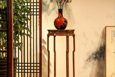 红木家具老挝大红酸枝客厅红木花架高端红木交趾黄檀