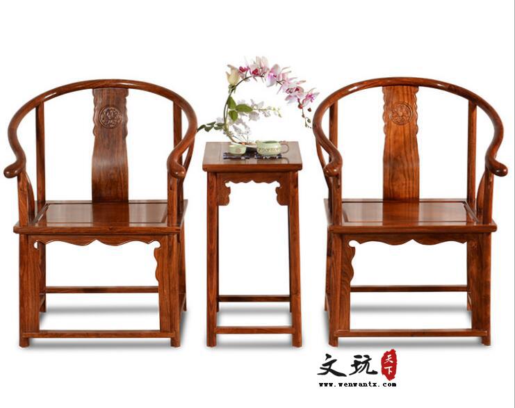 红木家具中式套椅三件套组合刺猬紫檀明式圈椅太师椅-1