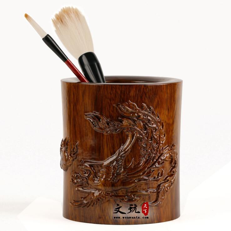 红木笔筒 中国风商务办公笔筒创意礼品定制 木质工艺品-5