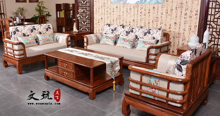祥云宝座沙发刺猬紫檀客厅家具新中式红木沙发组合-6