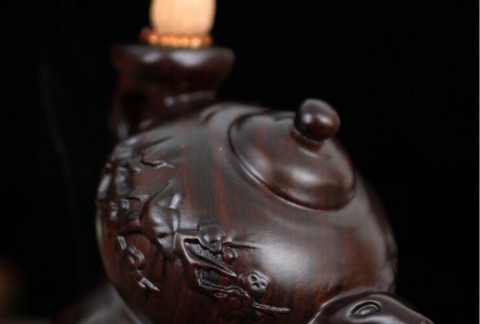 黑檀木雕摆件寒梅玉壶 倒流香炉乌木雕刻木质工艺品