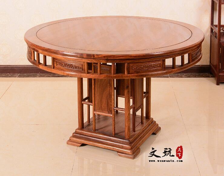 明式圆餐台实木餐桌椅带转盘简约新中式餐桌椅-1