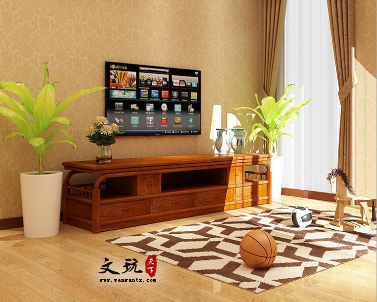 汉宫电视柜刺猬紫檀木实木客厅家具古典中式红木电视-5