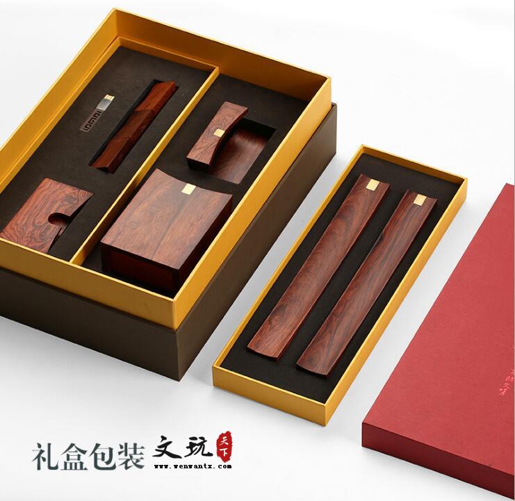 红木笔筒复古木质定制刻字办公送礼商务创意文房精品套装-5