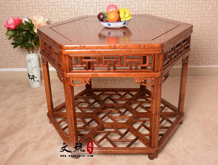 六角台高档实木餐厅家具古典中式红木餐桌椅-6
