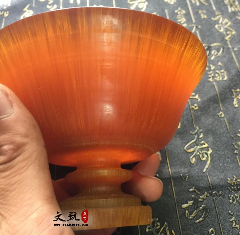 天然西藏罕见金丝牦牛角大碗 高脚加厚 细腻通透纯手工牛角碗-4