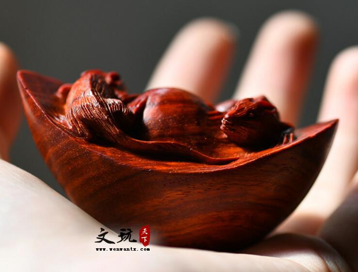 印度小叶紫檀鼠钱手玩把件木质工艺品-4