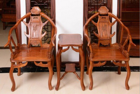 鹿角椅三件套 刺猬紫檀木实木椅仿古中式红木椅子