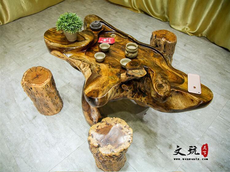 鸡翅木茶桌茶海树根树头创意雕刻根雕茶几茶台原木实木-3
