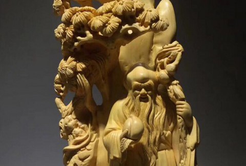 大叶黄杨木老寿星实木雕刻木雕摆饰摆件装饰工艺