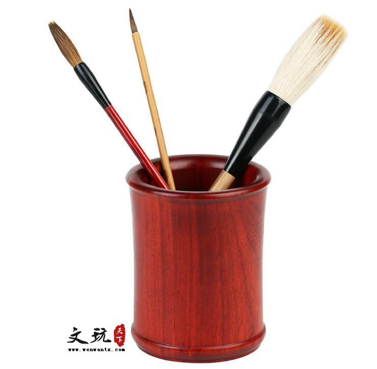 个性创意红木制笔筒 花梨木质文房毛笔桶文具用品-2