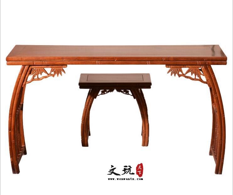 中式刺猬紫檀木竹节琴台 1.2米小画案几 红木琴台桌椅-1