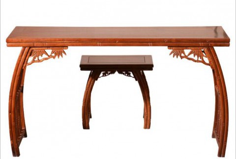 中式刺猬紫檀木竹节琴台 1.2米小画案几 红木琴台桌椅