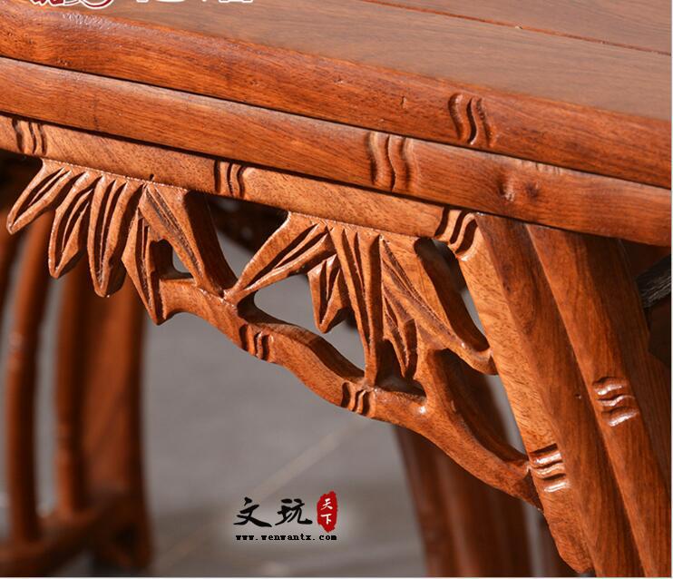 中式刺猬紫檀木竹节琴台 1.2米小画案几 红木琴台桌椅-4