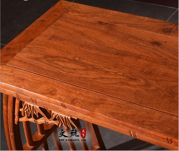 中式刺猬紫檀木竹节琴台 1.2米小画案几 红木琴台桌椅-3