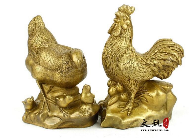 开光纯铜鸡摆件公鸡母鸡 风水铜器促家庭和谐婚姻美满化桃花-1