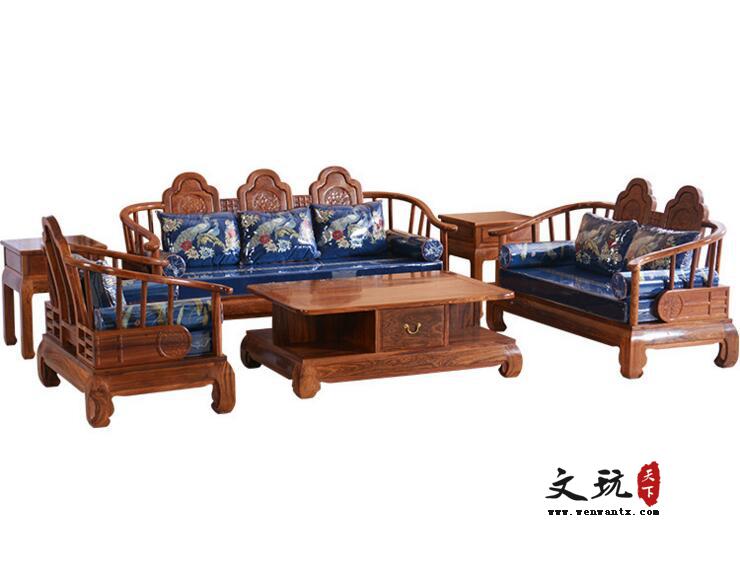 江南牡丹沙发茶几组合刺猬紫檀新中式实木沙发套件-1