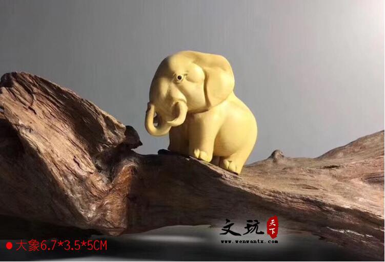 小叶黄杨木非洲三宝河马、犀牛、大象家居实木雕刻摆饰摆件工艺品-3