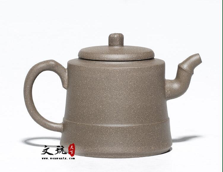 宜兴原矿全手工青灰泥竹节柱础紫砂壶茶壶-3