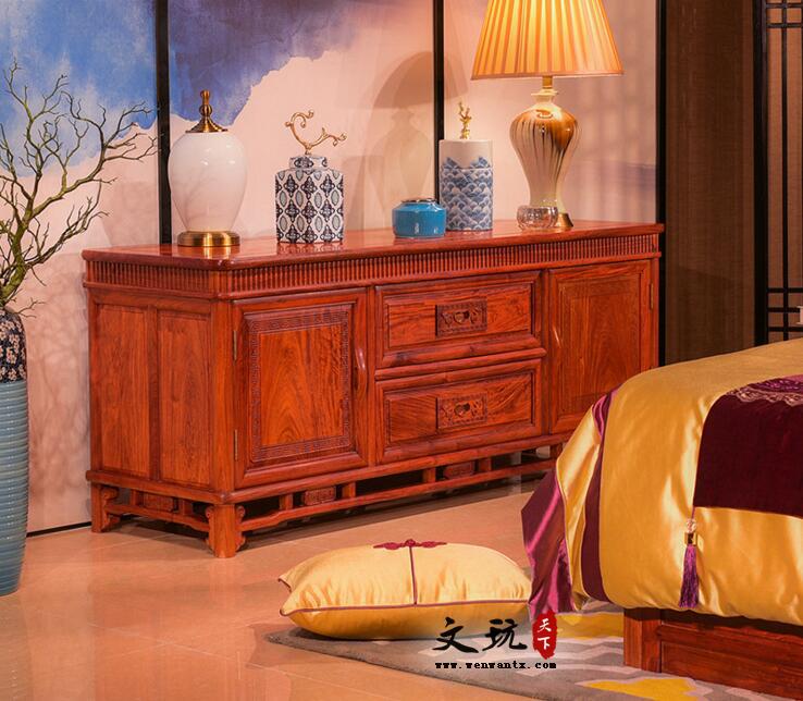 红木电视柜明式红木家具大果紫檀卧室视听柜缅甸花梨木家具-2