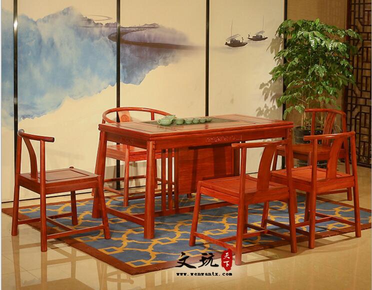 红木家具花梨木茶台刺猬紫檀新中式红木茶桌椅组合泡茶艺桌小茶桌-3