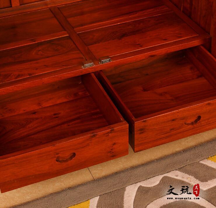 缅甸花梨木红木大衣柜新中式红木家具四门衣柜卧室整体衣橱顶箱柜-5