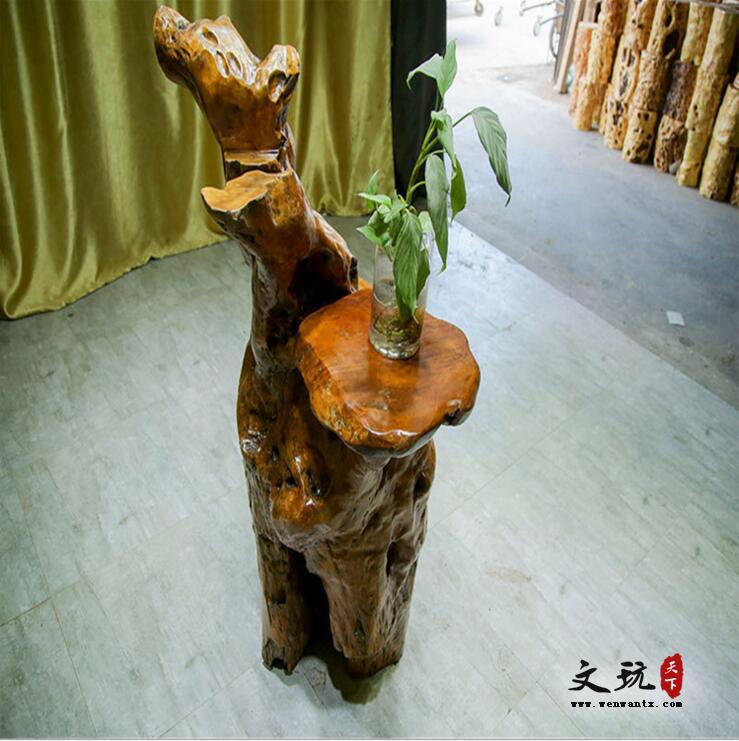 天然百搭创意根雕工艺花架天然杂木树根整体摆件木质花架146-85cm-3