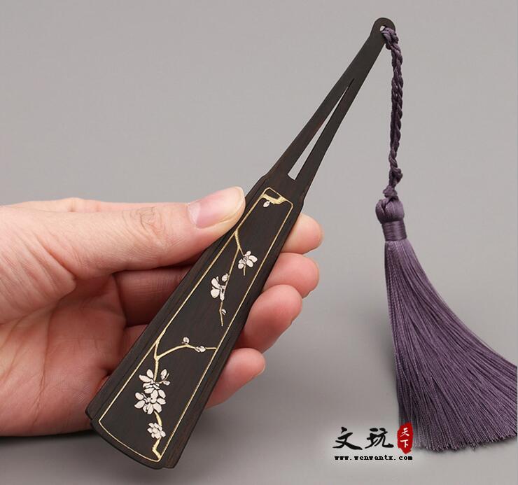 红木书签套装古风礼物送老外 古典中国风扇形创意小礼品-5